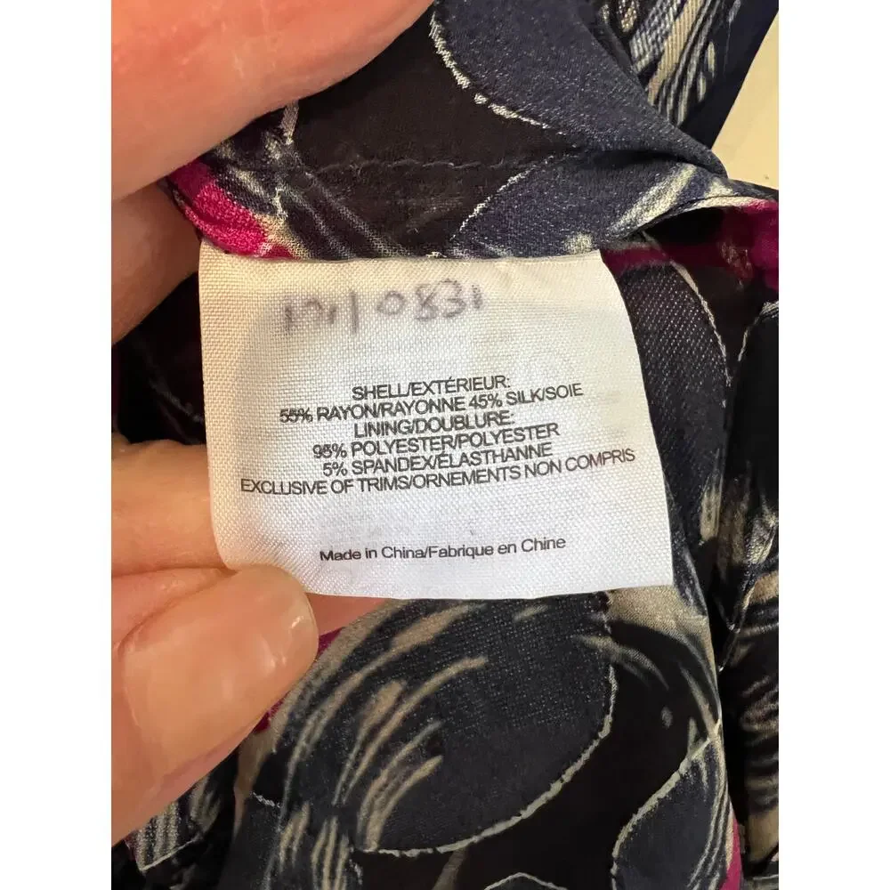 Tory Burch Mod 60s Silk Jacquard Print Shift Dress Blue Magenta 0